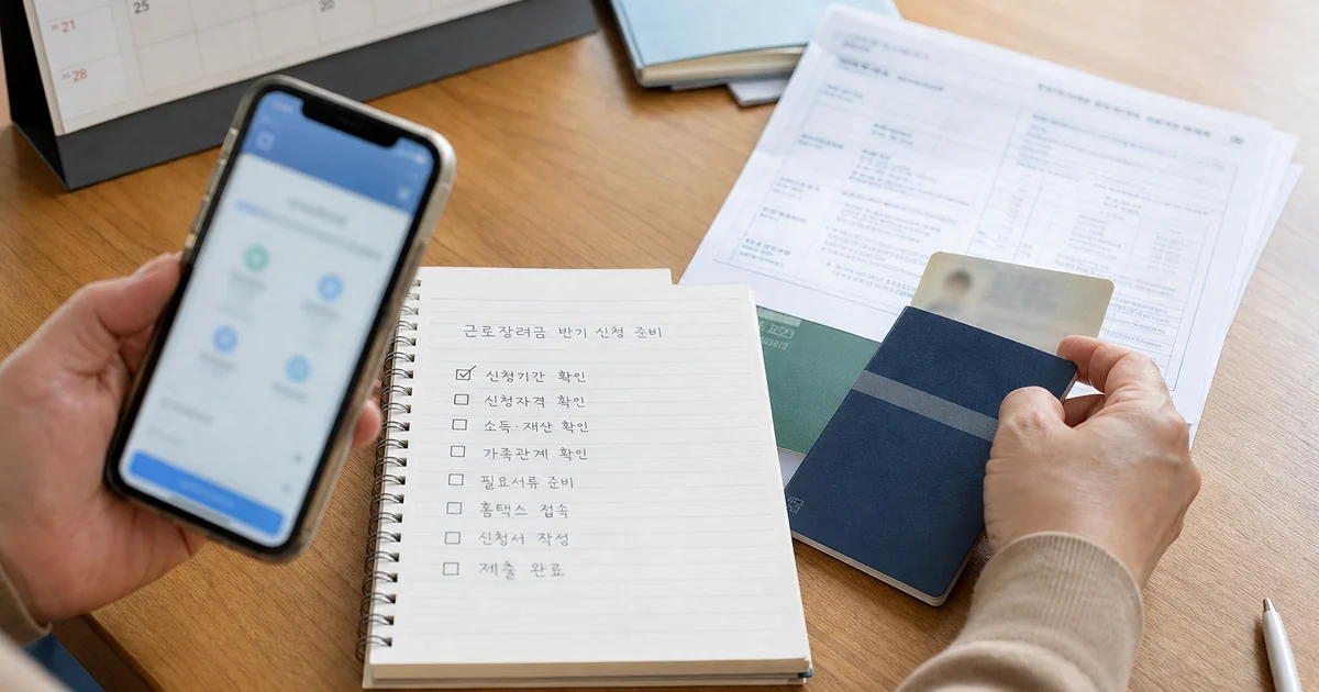 근로장려금 반기 신청 준비물과 인증 수단을 확인하는 모습