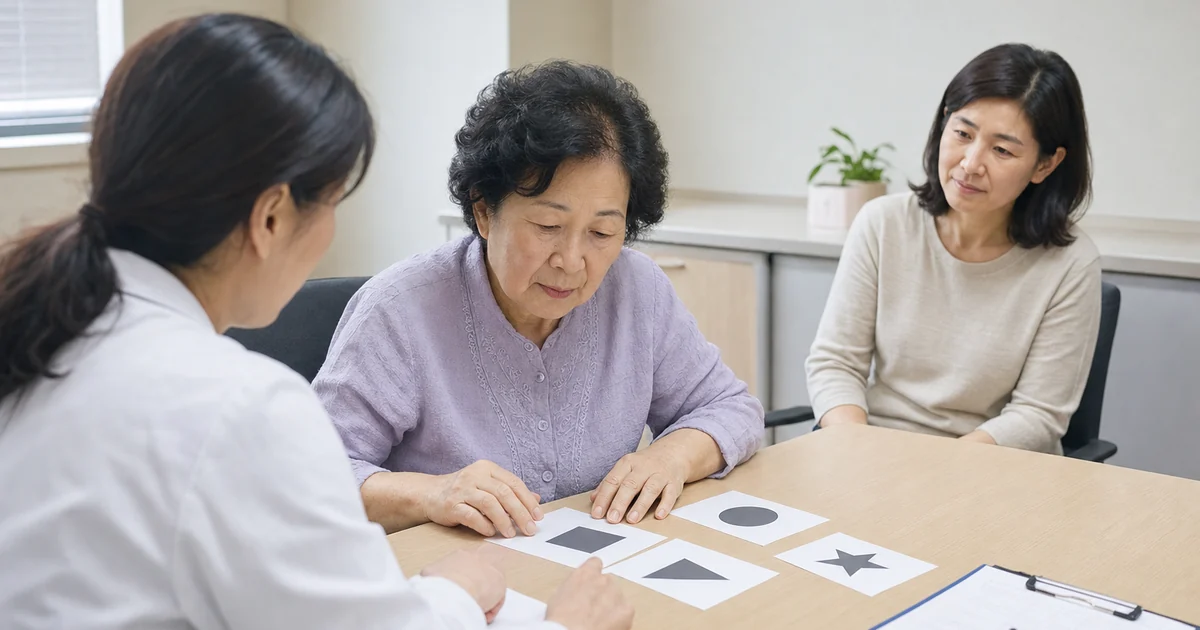 치매안심센터에서 인지선별검사를 받는 어르신